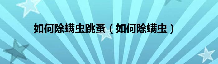 如何除螨蟲跳蚤（如何除螨蟲）