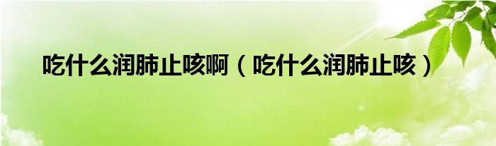 吃什么潤(rùn)肺止咳?。ǔ允裁礉?rùn)肺止咳）