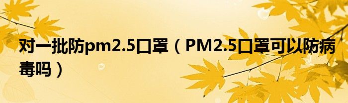 對(duì)一批防pm2.5口罩（PM2.5口罩可以防病毒嗎）