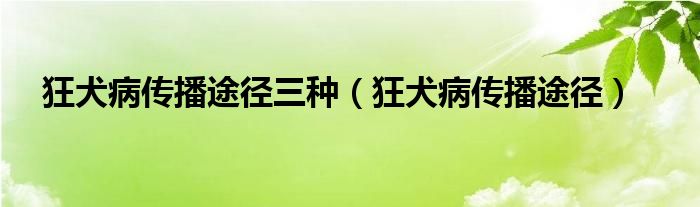 狂犬病傳播途徑三種（狂犬病傳播途徑）