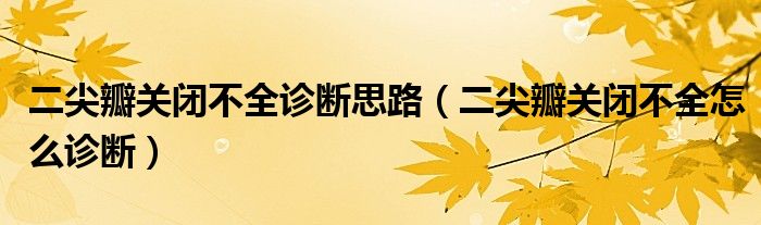 二尖瓣關閉不全診斷思路（二尖瓣關閉不全怎么診斷）