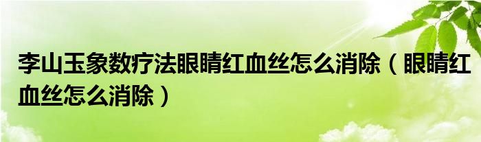 李山玉象數療法眼睛紅血絲怎么消除（眼睛紅血絲怎么消除）