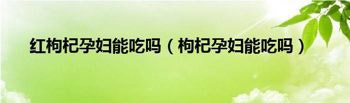 紅枸杞孕婦能吃嗎（枸杞孕婦能吃嗎）