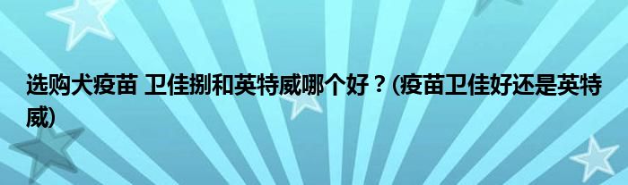 選購(gòu)犬疫苗 衛(wèi)佳捌和英特威哪個(gè)好？(疫苗衛(wèi)佳好還是英特威)