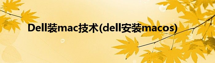 Dell裝mac技術(shù)(dell安裝macos)