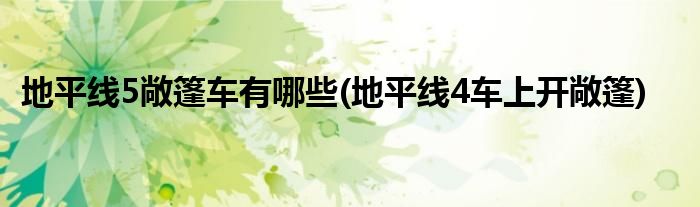 地平線5敞篷車(chē)有哪些(地平線4車(chē)上開(kāi)敞篷)