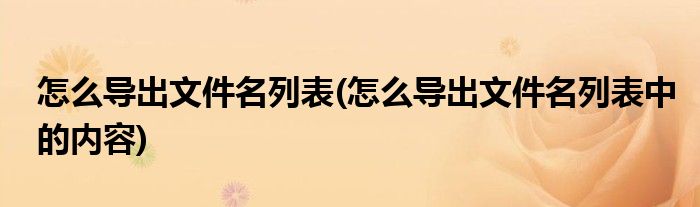 怎么導(dǎo)出文件名列表(怎么導(dǎo)出文件名列表中的內(nèi)容)