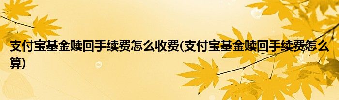 支付寶基金贖回手續(xù)費(fèi)怎么收費(fèi)(支付寶基金贖回手續(xù)費(fèi)怎么算)