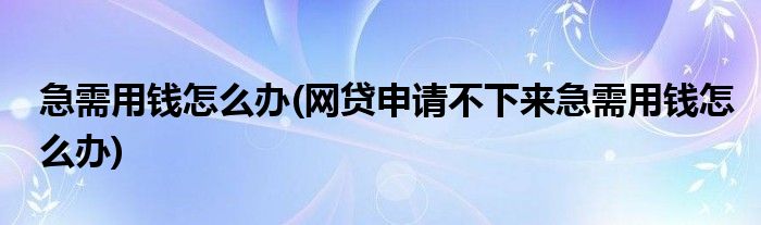 急需用錢怎么辦(網(wǎng)貸申請(qǐng)不下來急需用錢怎么辦)