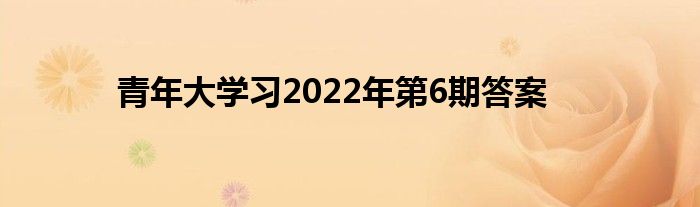 青年大學(xué)習(xí)2022年第6期答案