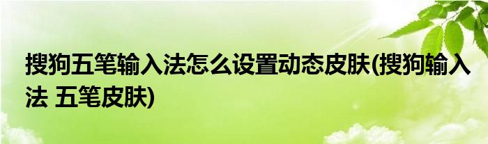 搜狗五筆輸入法怎么設(shè)置動(dòng)態(tài)皮膚(搜狗輸入法 五筆皮膚)