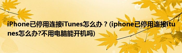 iPhone已停用連接iTunes怎么辦？(iphone已停用連接itunes怎么辦?不用電腦能開機(jī)嗎)