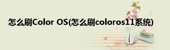 怎么刷Color OS(怎么刷coloros11系統(tǒng))