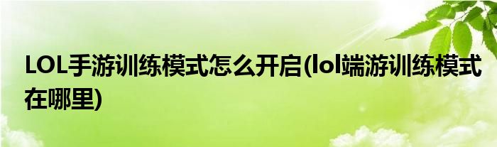 LOL手游訓練模式怎么開啟(lol端游訓練模式在哪里)