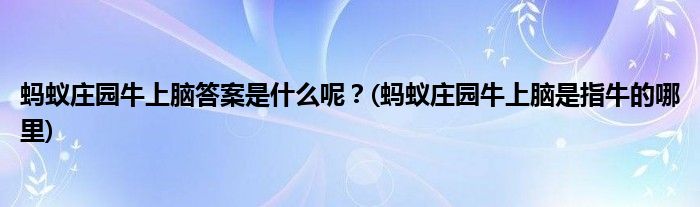 螞蟻莊園牛上腦答案是什么呢？(螞蟻莊園牛上腦是指牛的哪里)