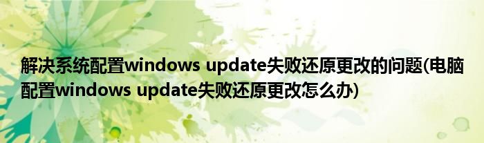 解決系統(tǒng)配置windows update失敗還原更改的問(wèn)題(電腦配置windows update失敗還原更改怎么辦)