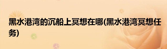 黑水港灣的沉船上冥想在哪(黑水港灣冥想任務)