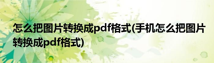 怎么把圖片轉換成pdf格式(手機怎么把圖片轉換成pdf格式)