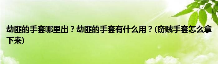 劫匪的手套哪里出？劫匪的手套有什么用？(竊賊手套怎么拿下來(lái))