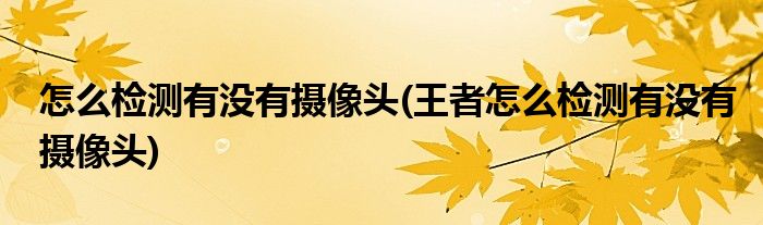 怎么檢測(cè)有沒(méi)有攝像頭(王者怎么檢測(cè)有沒(méi)有攝像頭)