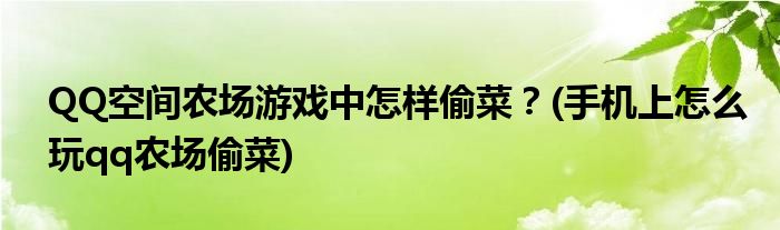 QQ空間農(nóng)場游戲中怎樣偷菜？(手機上怎么玩qq農(nóng)場偷菜)