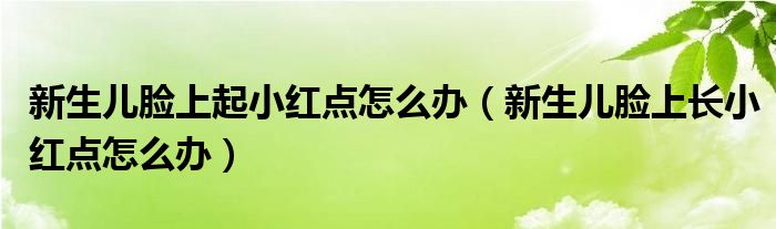 新生兒臉上起小紅點(diǎn)怎么辦（新生兒臉上長(zhǎng)小紅點(diǎn)怎么辦）