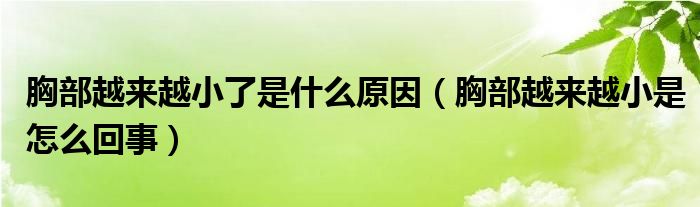 胸部越來(lái)越小了是什么原因（胸部越來(lái)越小是怎么回事）