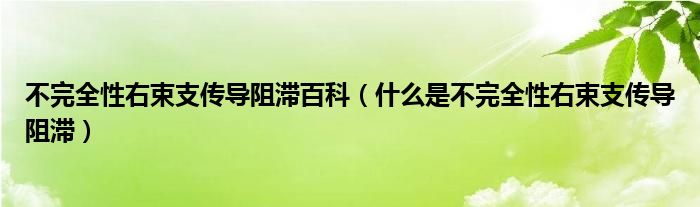 不完全性右束支傳導阻滯百科（什么是不完全性右束支傳導阻滯）