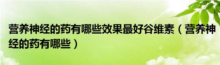 營養(yǎng)神經的藥有哪些效果最好谷維素（營養(yǎng)神經的藥有哪些）