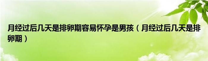 月經過后幾天是排卵期容易懷孕是男孩（月經過后幾天是排卵期）