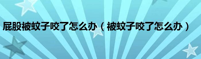 屁股被蚊子咬了怎么辦（被蚊子咬了怎么辦）