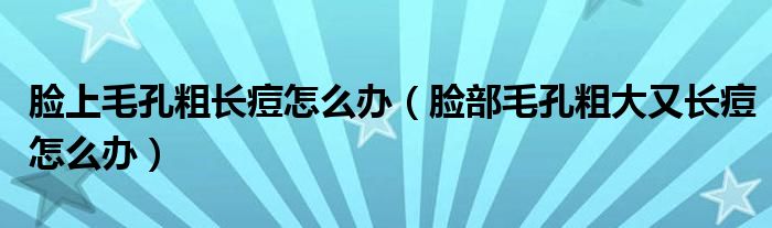 臉上毛孔粗長(zhǎng)痘怎么辦（臉部毛孔粗大又長(zhǎng)痘怎么辦）