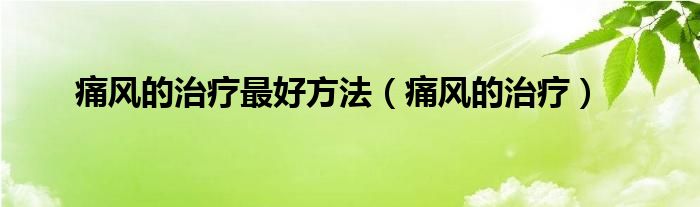 痛風(fēng)的治療最好方法（痛風(fēng)的治療）