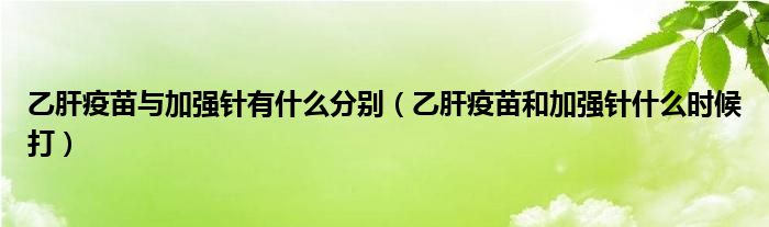 乙肝疫苗與加強(qiáng)針有什么分別（乙肝疫苗和加強(qiáng)針什么時(shí)候打）