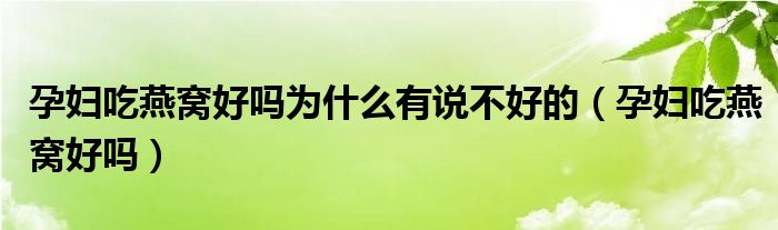 孕婦吃燕窩好嗎為什么有說不好的（孕婦吃燕窩好嗎）