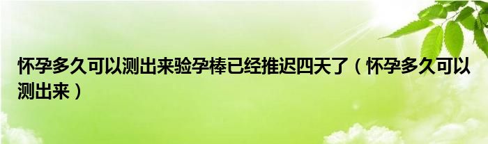 懷孕多久可以測出來驗孕棒已經(jīng)推遲四天了（懷孕多久可以測出來）