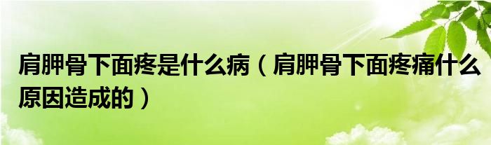 肩胛骨下面疼是什么病（肩胛骨下面疼痛什么原因造成的）