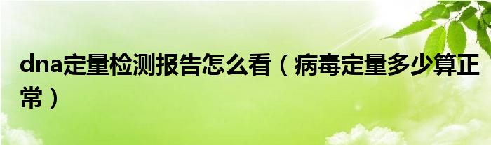 dna定量檢測報(bào)告怎么看（病毒定量多少算正常）