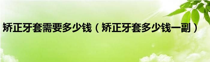 矯正牙套需要多少錢（矯正牙套多少錢一副）