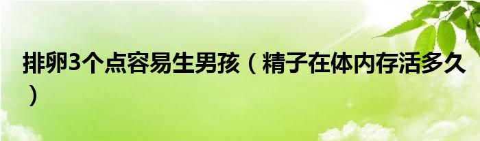 排卵3個點(diǎn)容易生男孩（精子在體內(nèi)存活多久）