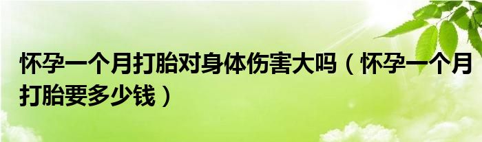 懷孕一個(gè)月打胎對身體傷害大嗎（懷孕一個(gè)月打胎要多少錢）