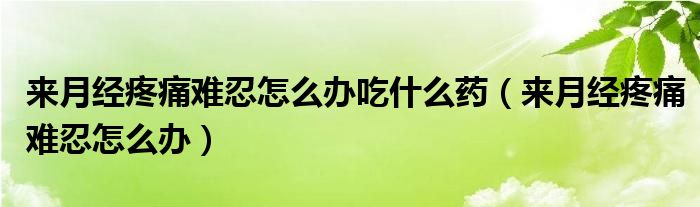 來(lái)月經(jīng)疼痛難忍怎么辦吃什么藥（來(lái)月經(jīng)疼痛難忍怎么辦）