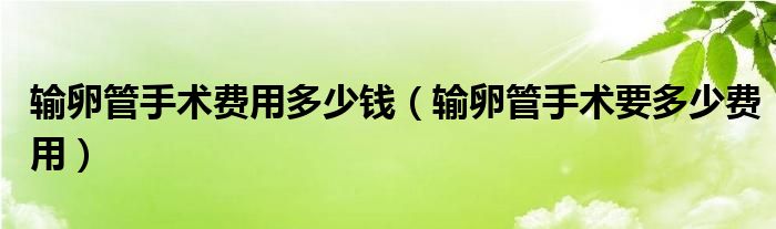 輸卵管手術費用多少錢（輸卵管手術要多少費用）