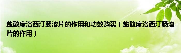 鹽酸度洛西汀腸溶片的作用和功效購(gòu)買(mǎi)（鹽酸度洛西汀腸溶片的作用）