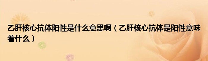 乙肝核心抗體陽性是什么意思?。ㄒ腋魏诵目贵w是陽性意味著什么）