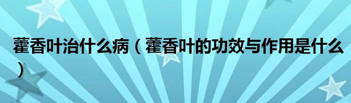 藿香葉治什么?。ㄞ较闳~的功效與作用是什么）