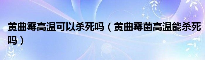 黃曲霉高溫可以殺死嗎（黃曲霉菌高溫能殺死嗎）