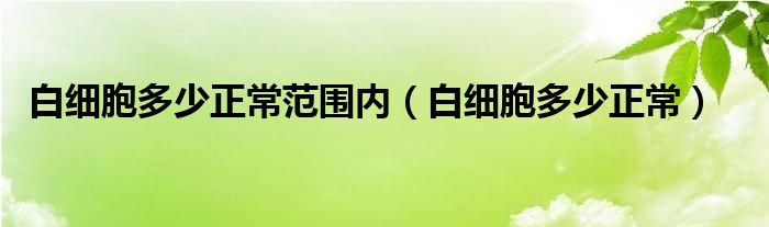 白細胞多少正常范圍內(nèi)（白細胞多少正常）