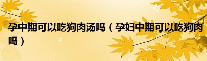 孕中期可以吃狗肉湯嗎（孕婦中期可以吃狗肉嗎）