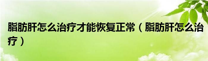 脂肪肝怎么治療才能恢復(fù)正常（脂肪肝怎么治療）